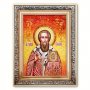 Ікона Патріарх Григорій Богослов з бурштину