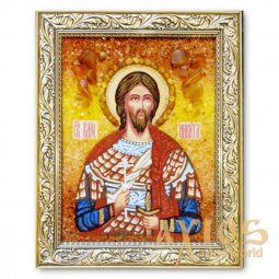 Ікона Святий великомученик Микита з бурштину - фото