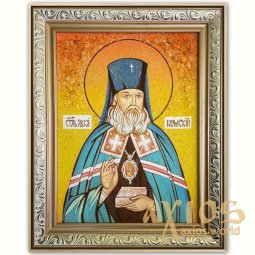 Ікона Лука Кримський з бурштину - фото