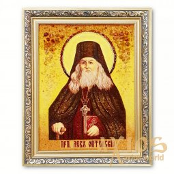 Ікона Лев старець Оптинський з бурштину - фото
