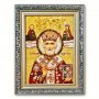 Ікона Святий Архієпископ Миколай з бурштину