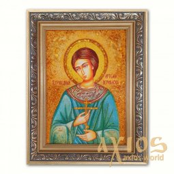 Ікона Святий Артемій Веркольський з бурштину - фото