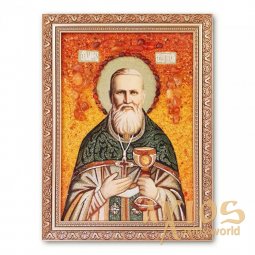 Ікона Святий Угодник Іоанн Кронштадтський з бурштину - фото