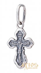 Натільний хрестик «Спаси і збережи», срібло 925 °, з чорнінням 25х10 мм, О 131964 - фото
