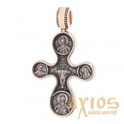Натільний хрестик «Етімасія. Вісім святих», золото 585 °, з чорнінням 36х22 мм, О п02662 - фото