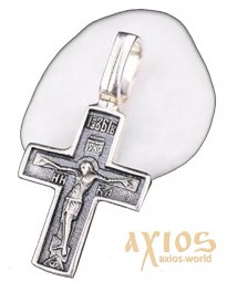 Натільний хрестик «Розп'яття. Молитва Спаси і збережи» срібло 925 °, з чорнінням 20х12 мм, О 131379 - фото