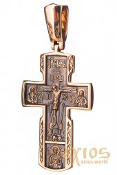 Натільний хрестик «Розп'яття», золото 585 з чорнінням, 50х22мм, О п02408 - фото