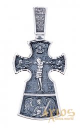 Натільний хрестик «Розп'яття. Розсудливий розбійник», срібло 925 з чорнінням, 36х17мм, О 13601 - фото