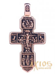 Натільний хрестик, золото 585, 60х32мм, з чорнінням О п00310 - фото