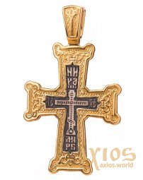 Натільний хрестик «Голгофа», срібло 925, з позолотою і чорнінням, 36х29мм, О 131794 - фото