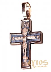 Натільний хрестик «Розп'яття», золото 585, з чорнінням 33х18мм, О п01406 - фото