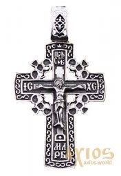 Натільний хрестик «Голгофський хрест», срібло 925, з чорнінням, 52х32мм, О 131043 - фото
