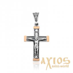 Срібний хрест зі вставками золота - фото
