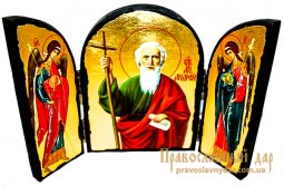 Ікона під старовину Святий Апостол Андрій Складень потрійний - фото