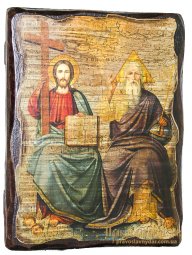 Ікона під старовину Свята Трійця 17х23 см - фото