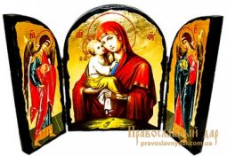 Икона под старину Пресвятая Богородица Почаевская Складень тройной - фото