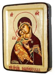 Ікона Пресвята Богородиця Володимирська Грецький стиль в позолоті 13x17 см - фото