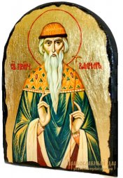 Икона под старину Святой преподобномученик Вадим с позолотой 17x21 см арка - фото
