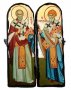Икона под старину Святитель Спиридон Тримифунтский и Святитель Николай Чудотворец Складень двойной