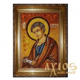 Бурштинова ікона Святий Апостол Філіп 20x30 см - фото
