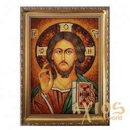 Бурштинова ікона Господь Вседержитель 20x30 см - фото