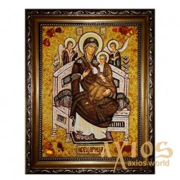 Бурштинова ікона Пресвята Богородиця Всецариця 20x30 см - фото