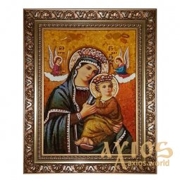 Бурштинова ікона Пресвята Богородиця Неустанної Помочі 20x30 см - фото