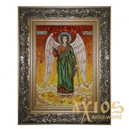 Бурштинова ікона Святої Ангел-Хранитель з мечем 20x30 см - фото