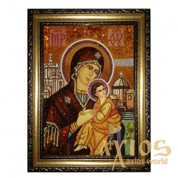 Бурштинова ікона Пресвята Богородиця Грушівська 20x30 см - фото