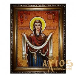 Бурштинова ікона Покрову Пресвятої Богородиці 20x30 см - фото