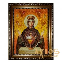 Бурштинова ікона Пресвята Богородиця Невипивана Чаша 20x30 см - фото