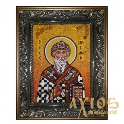 Бурштинова ікона Святої Святий Спиридон 20x30 см - фото