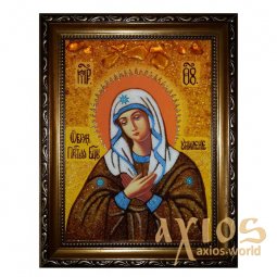 Бурштинова ікона Божа Матір Замилування 20x30 см - фото