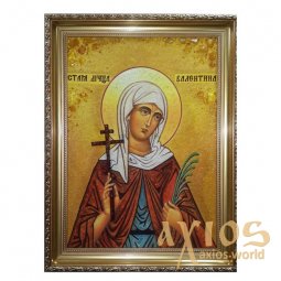 Бурштинова ікона Свята мучениця Валентина 20x30 см - фото