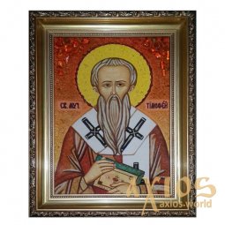 Бурштинова ікона Святий мученик Тимофій 20x30 см - фото