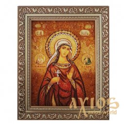 Бурштинова ікона Свята мучениця Пелагея 20x30 см - фото