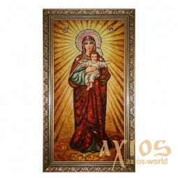 Бурштинова  ікона Пресвята Богородиця Леушинська 20x30 см - фото