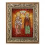 Бурштинова ікона Святі Кипріян і Юстина 20x30 см