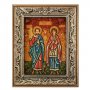 Бурштинова ікона Святі мученики Сергій і Вакх 20x30 см