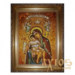 Бурштинова ікона Пресвята Богородиця Милостива 20x30 см - фото