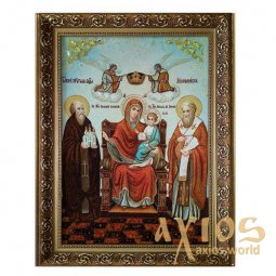 Бурштинова ікона Пресвята Богородиця Домостроітельніца 20x30 см - фото