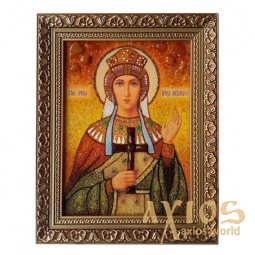 Бурштинова ікона Свята мучениця цариця Олександра 20x30 см - фото