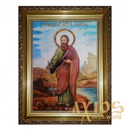 Бурштинова ікона Святий Апостол Павло 20x30 см - фото