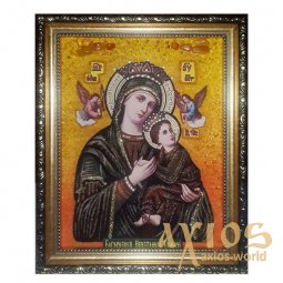 Бурштинова  ікона Пресвята Богородиця Неустанної Помочі  20x30 см - фото