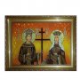 Бурштинова ікона Святі рівноапостольні Костянтин і Олена 20x30 см