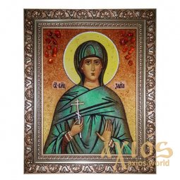 Бурштинова ікона Свята великомучениця Злата 20x30 см - фото