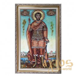 Бурштинова ікона Святий мученик Віктор 20x30 см - фото