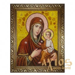 Бурштинова ікона Пресвята Богородиця Тихвинська 20x30 см - фото
