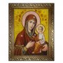 Бурштинова ікона Пресвята Богородиця Тихвинська 20x30 см