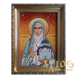 Бурштинова ікона Свята благовірна княгиня Єлизавета 20x30 см - фото